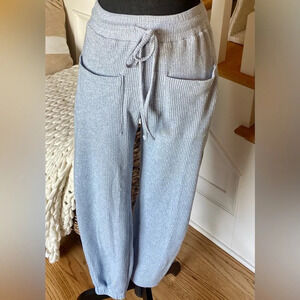 Kittenish tie front thermal joggers w/front‎ pockets, size XS baby blue.